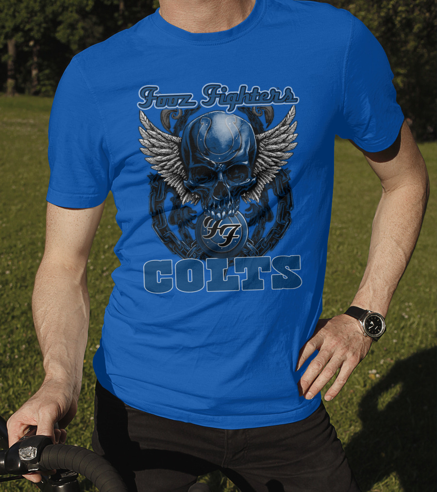 Foo Fighters Indianapolis Colts Wings Skull T-Shirt