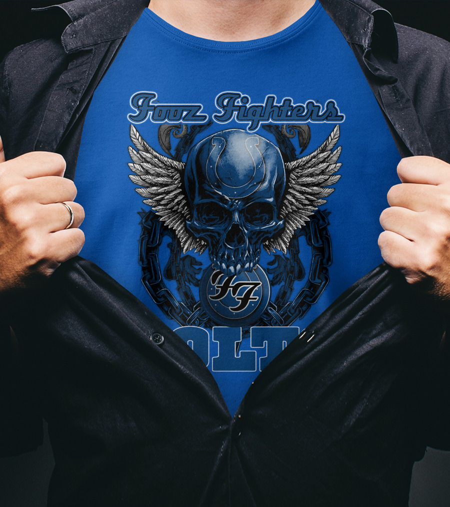 Foo Fighters Indianapolis Colts Wings Skull T-Shirt