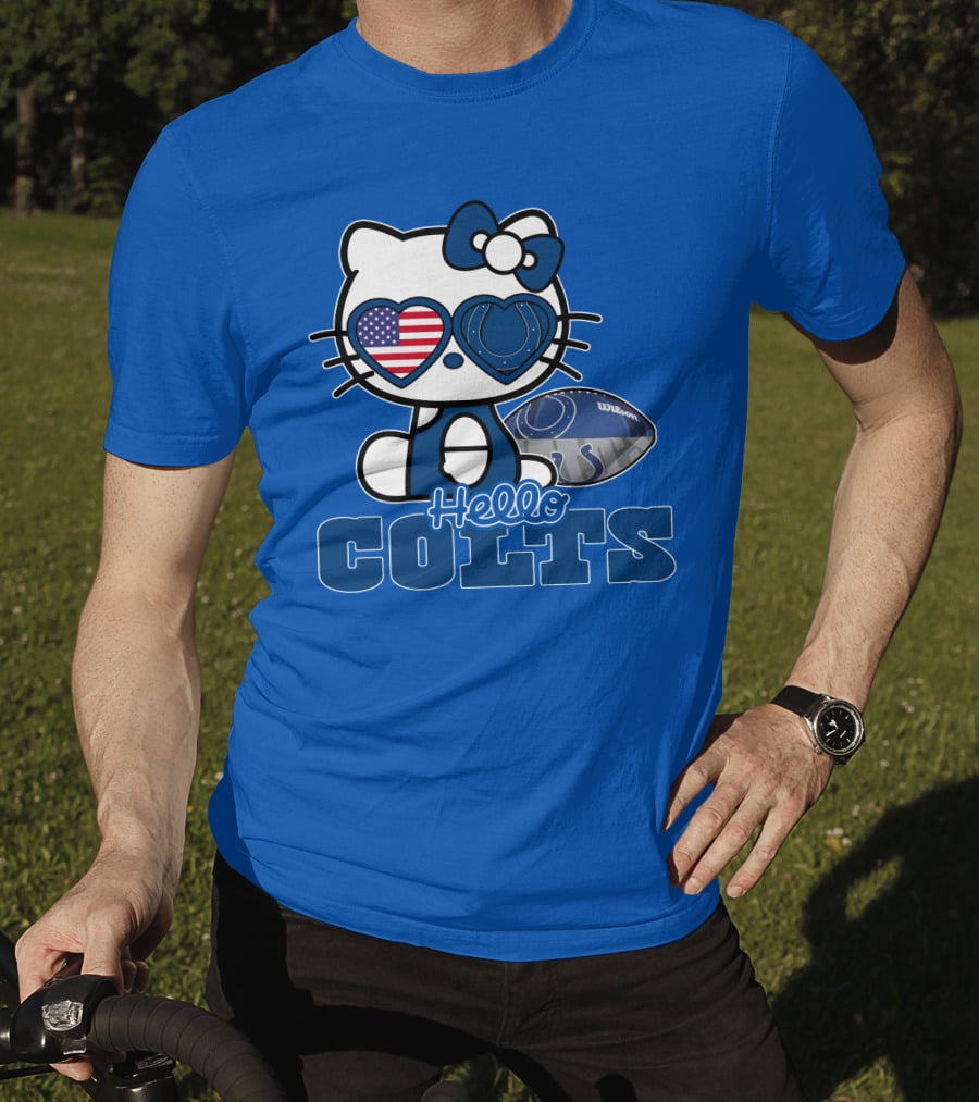 Hello Kitty Indianapolis Colts Football Fan USA Flag T-Shirt