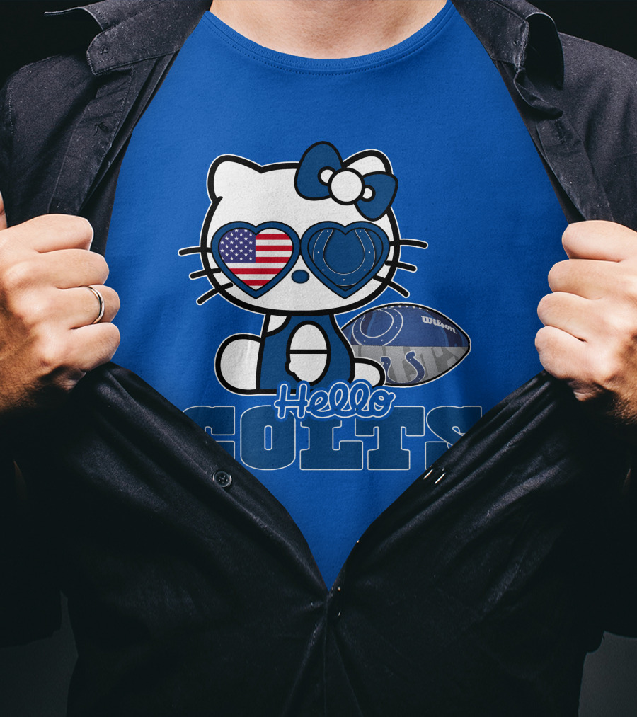 Hello Kitty Indianapolis Colts Football Fan USA Flag T-Shirt