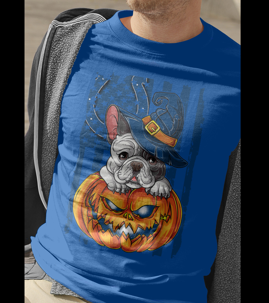 Hlw Bulldog Witch Hat Pumpkin Indianapolis Colts T-Shirt