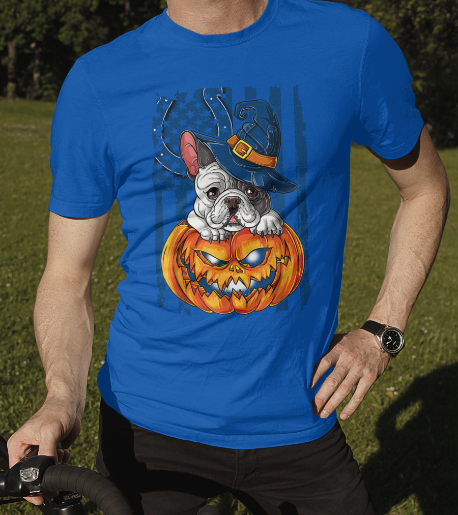 Hlw Bulldog Witch Hat Pumpkin Indianapolis Colts T-Shirt