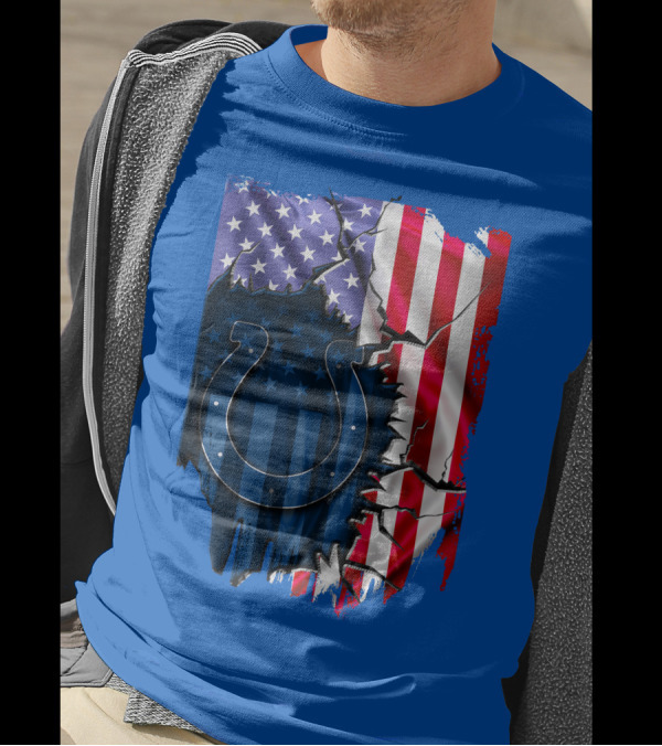 American Flag Indianapolis Colts Horseshoe T-Shirt