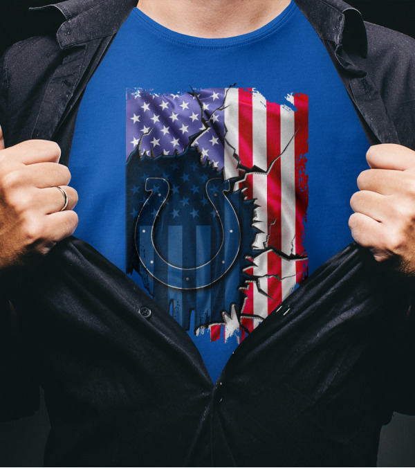 American Flag Indianapolis Colts Horseshoe T-Shirt