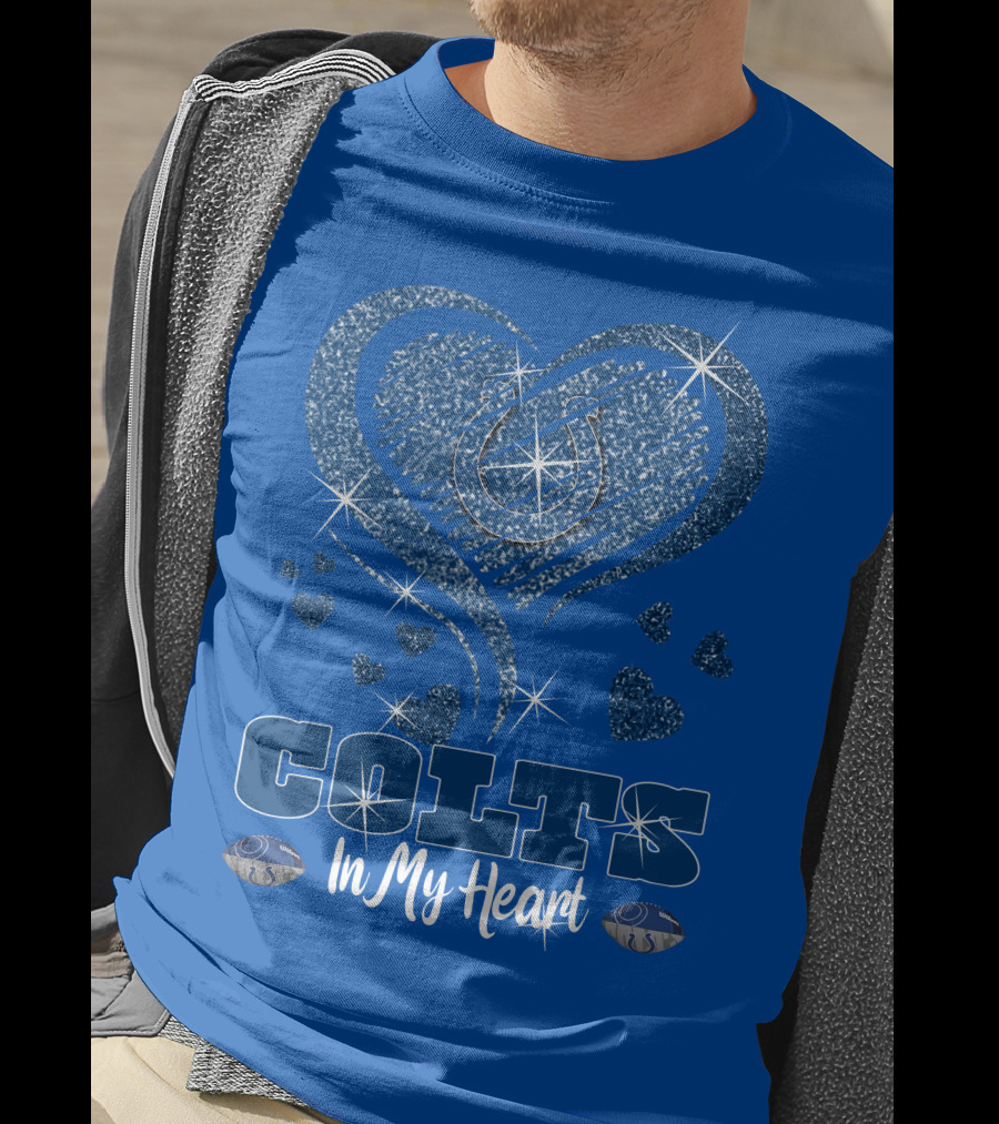 Colts In My Heart Sparkling Blue Heart T-Shirt