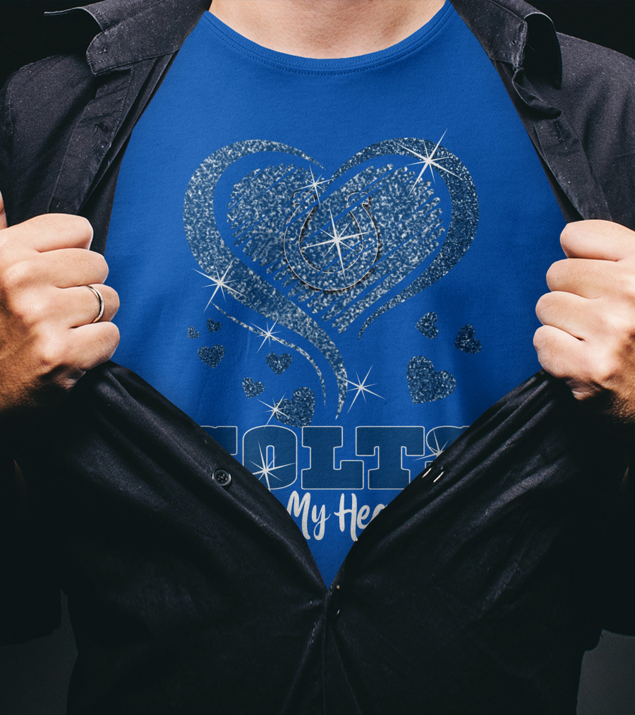 Colts In My Heart Sparkling Blue Heart T-Shirt