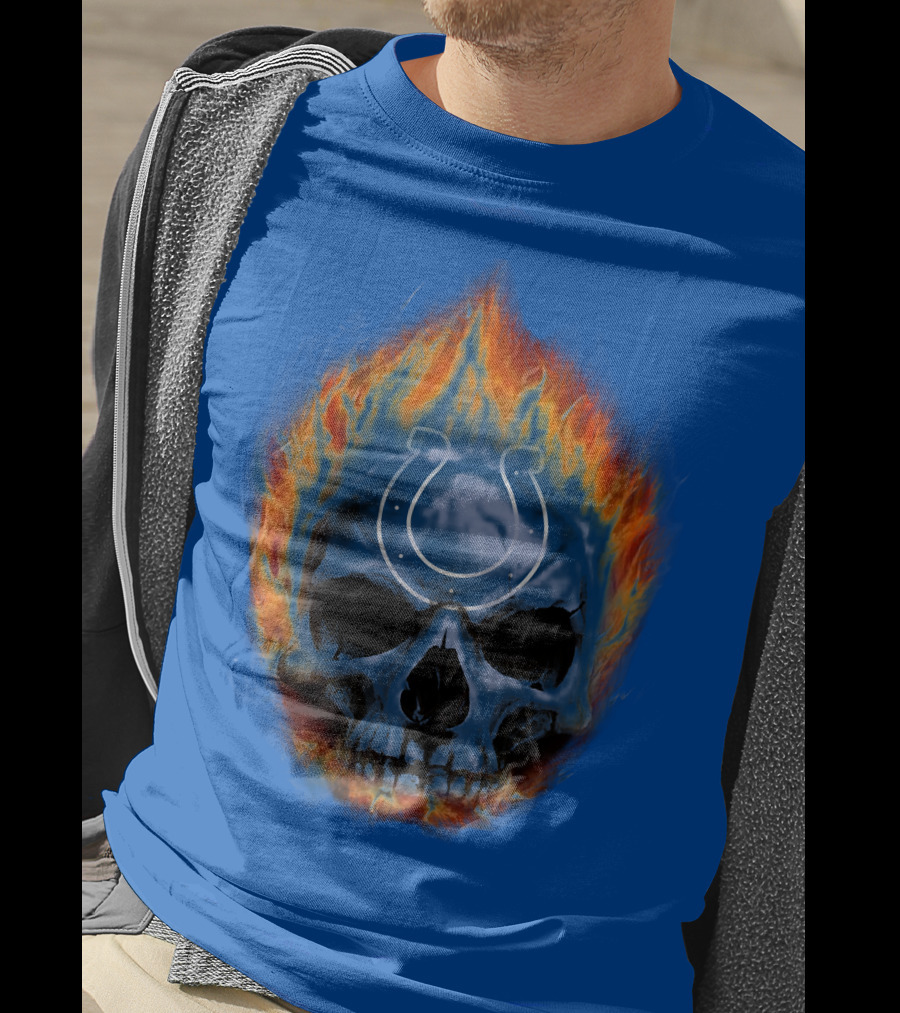 Indianapolis Colts Flaming Skull T-Shirt