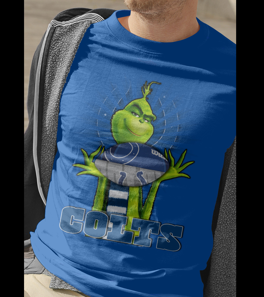 Grinch Holding Indianapolis Colts Football Stadium Background T-Shirt