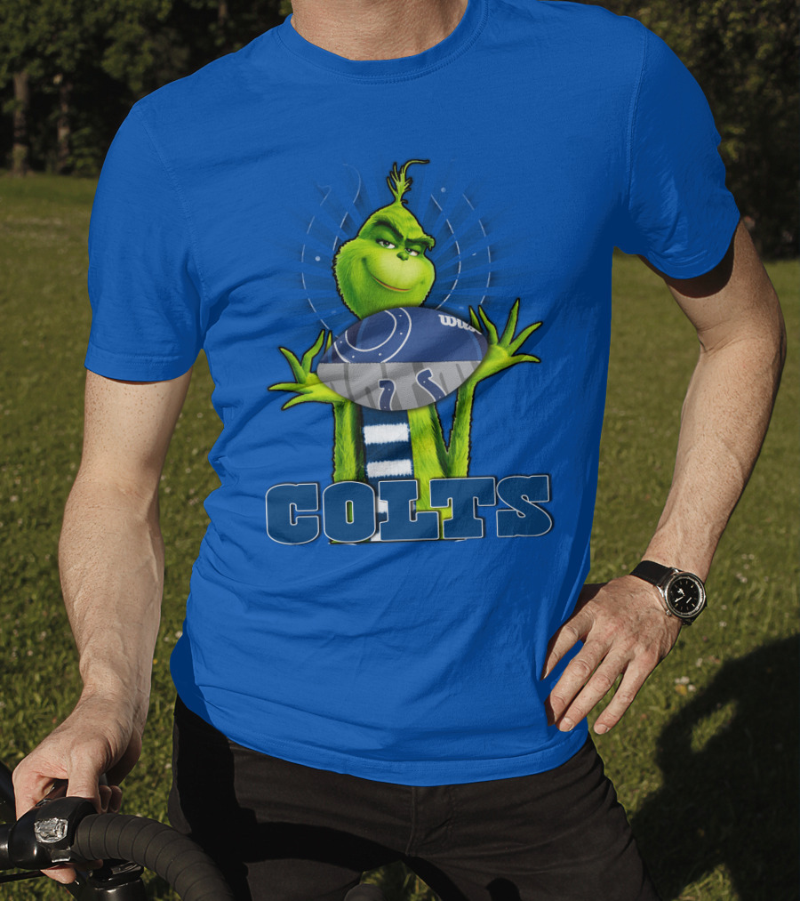 Grinch Holding Indianapolis Colts Football Stadium Background T-Shirt