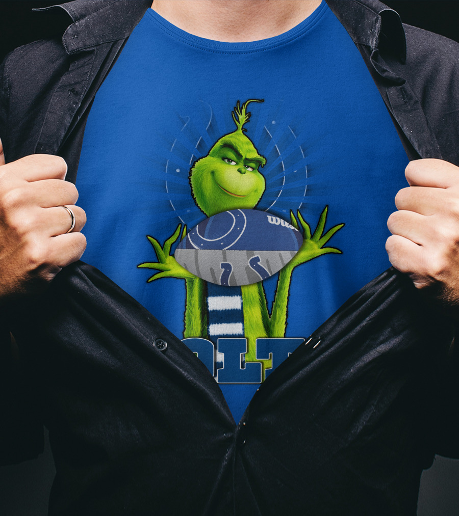 Grinch Holding Indianapolis Colts Football Stadium Background T-Shirt