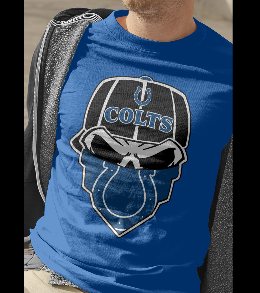 Indianapolis Colts Skull Bandana Helmet T-Shirt