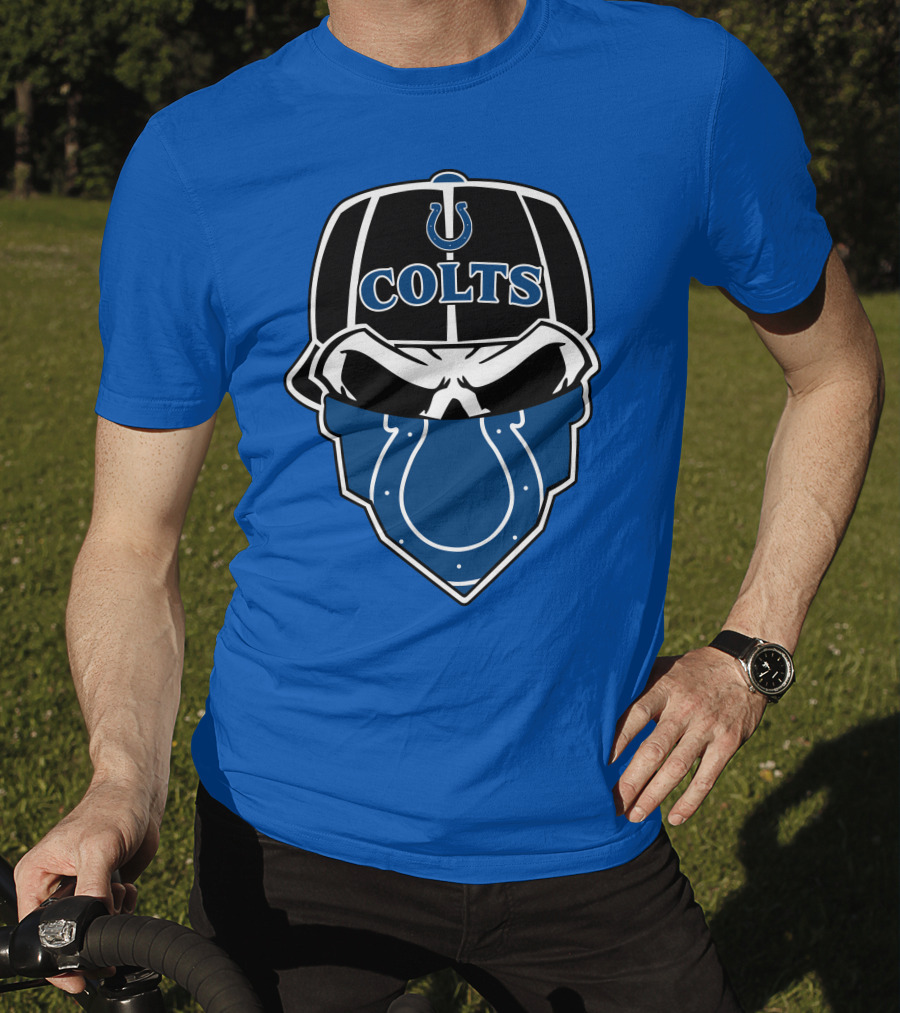 Indianapolis Colts Skull Bandana Helmet T-Shirt