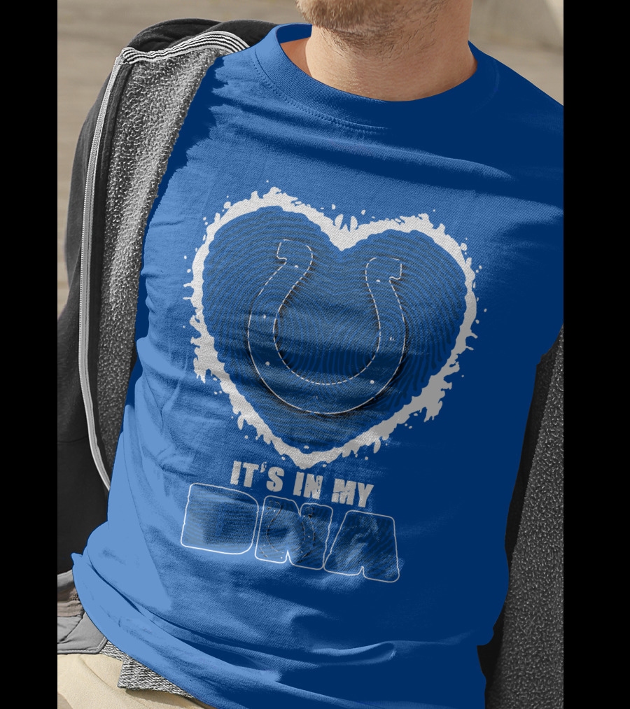 Indianapolis Colts It's In My Dna Heart Horseshoe Fingerprint T-Shirt
