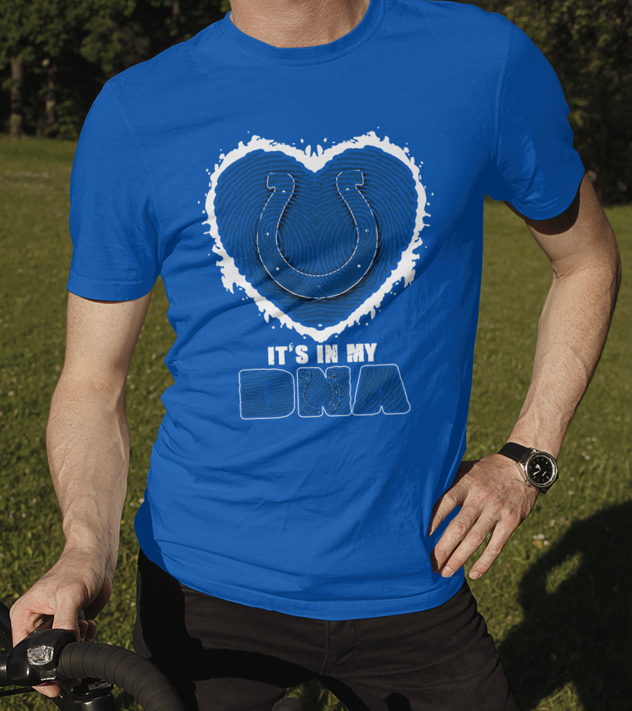 Indianapolis Colts It's In My Dna Heart Horseshoe Fingerprint T-Shirt