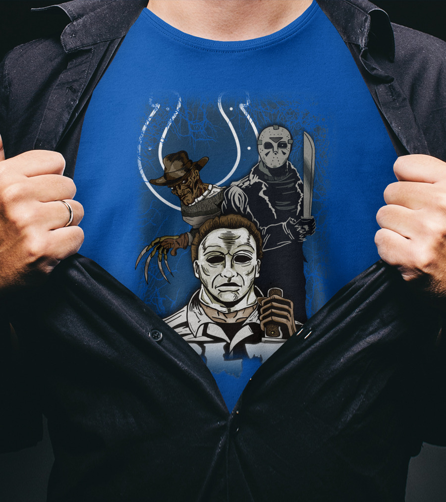 Colts Indianapolis Horror Characters Halloween Mashup T-Shirt