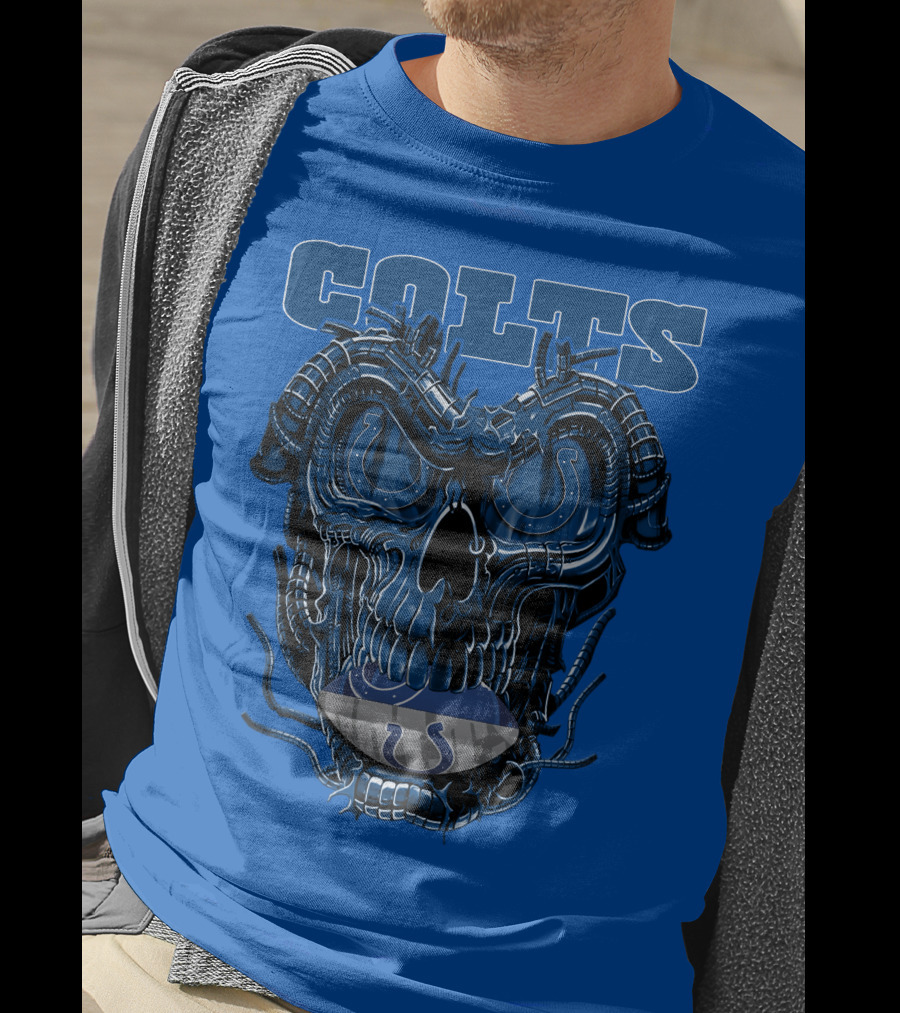 Dragonskull Colts Skull With Indianapolis Horseshoe T-Shirt