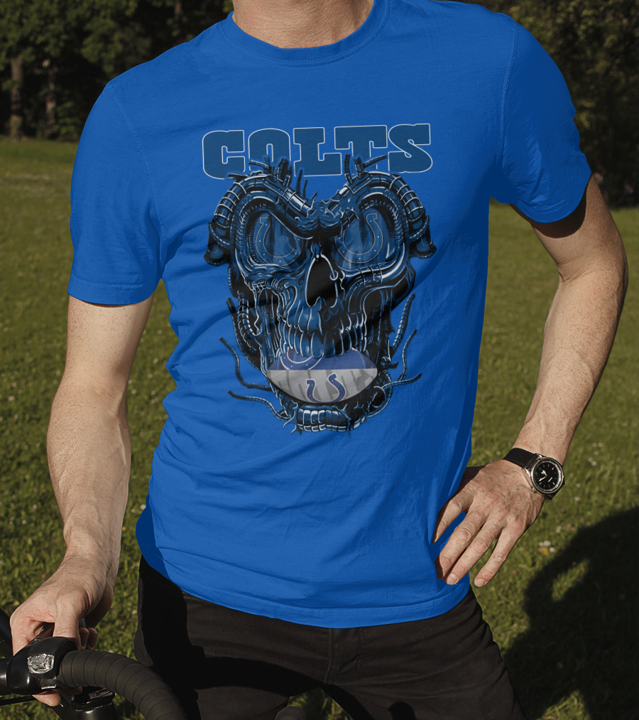 Dragonskull Colts Skull With Indianapolis Horseshoe T-Shirt