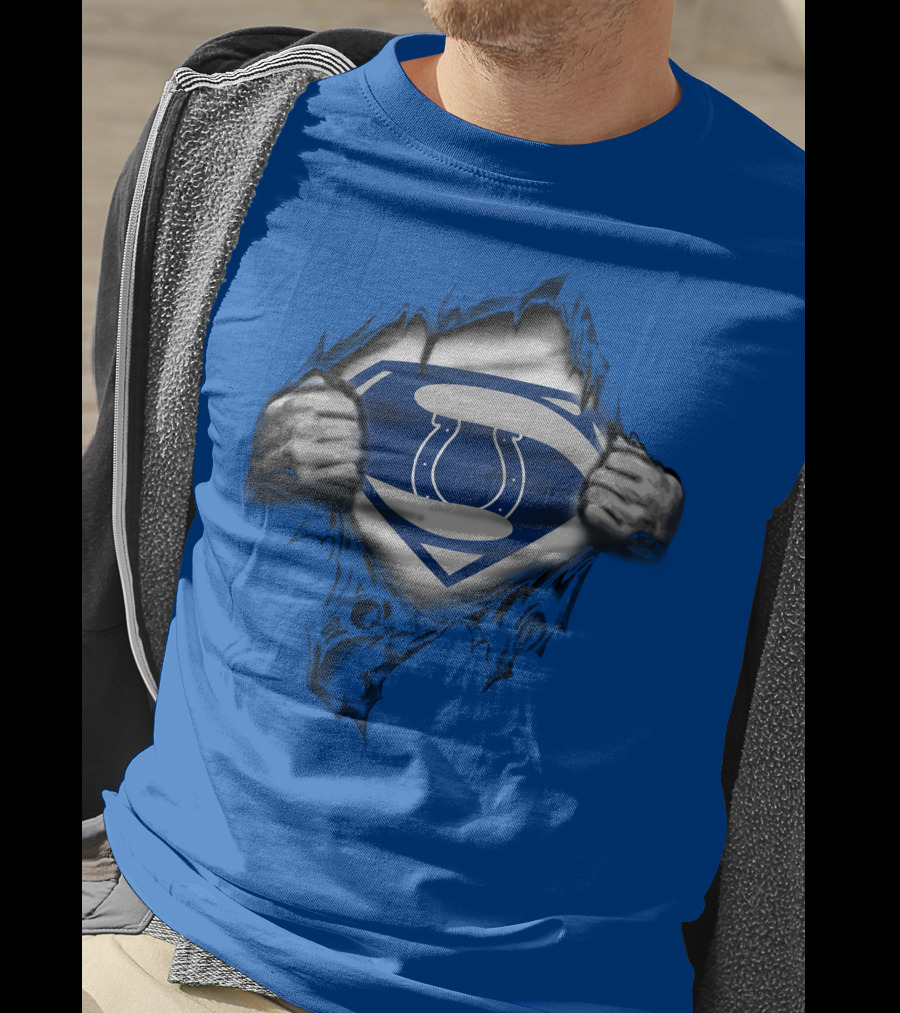 Superman Style Indianapolis Colts 70 Logo Burst T-Shirt