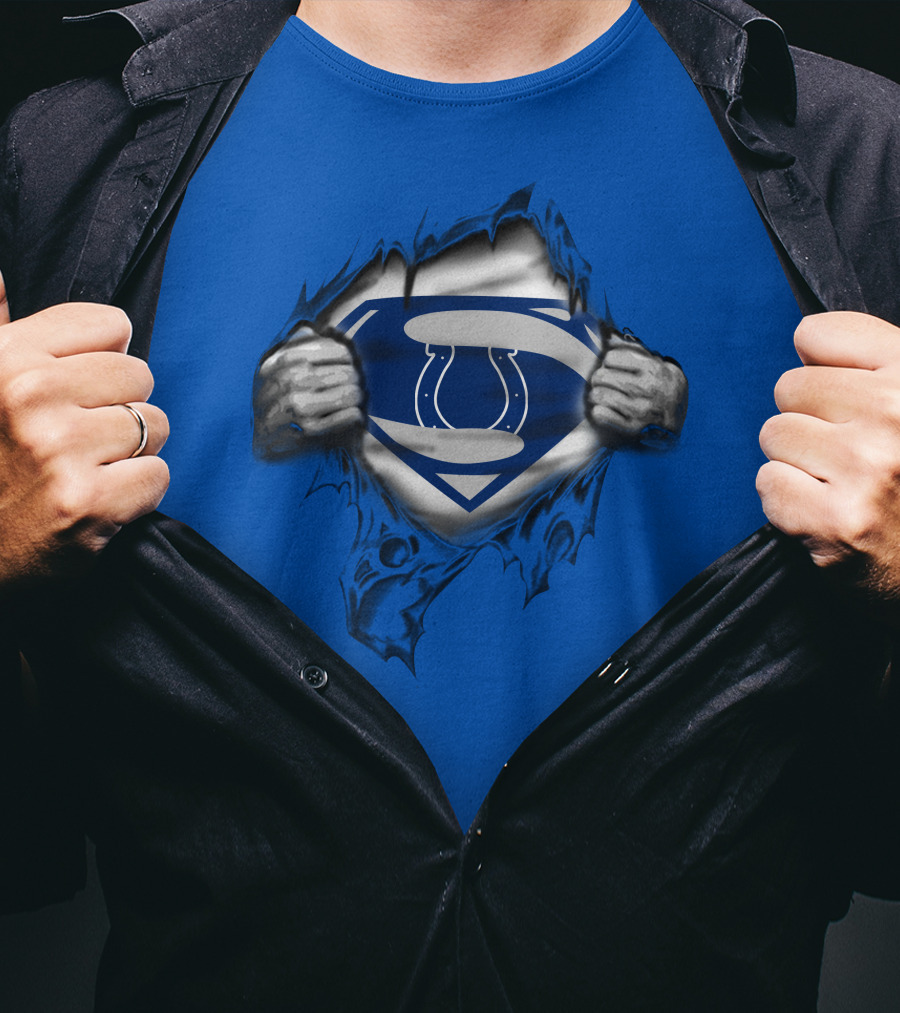 Superman Style Indianapolis Colts 70 Logo Burst T-Shirt