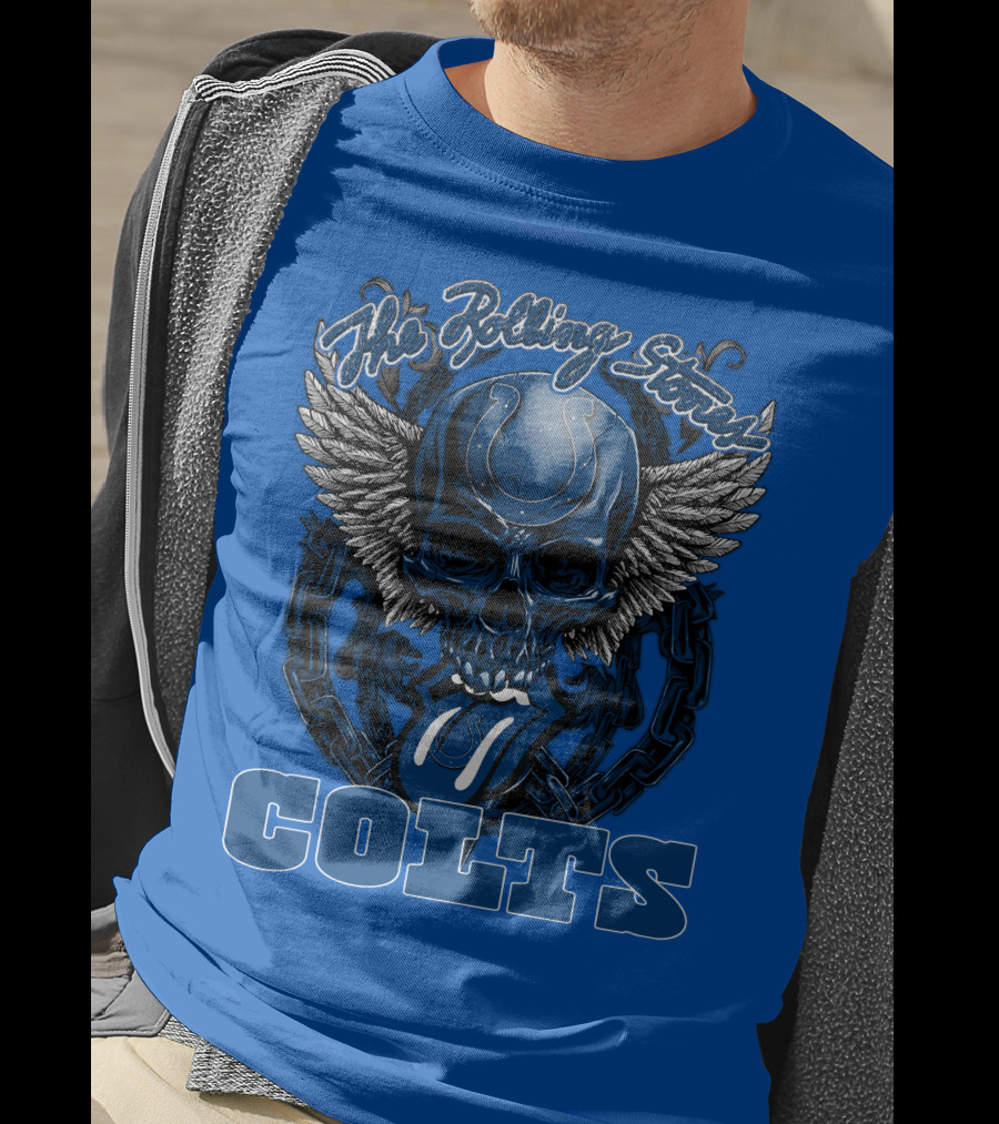 The Rolling Stones Colts Logo Skull Winged Chain T-Shirt