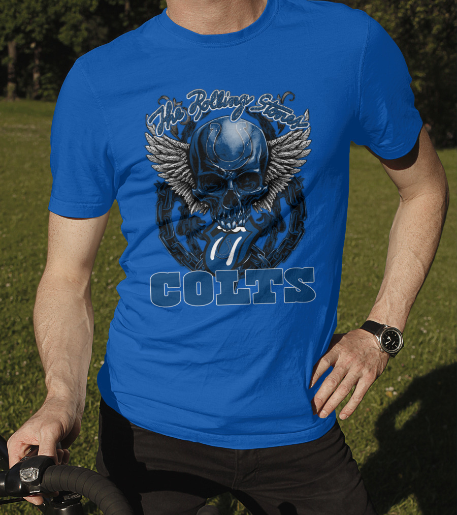 The Rolling Stones Colts Logo Skull Winged Chain T-Shirt