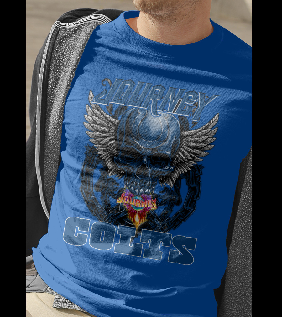 Journey Indianapolis Colts Skull Wings Chains T-Shirt