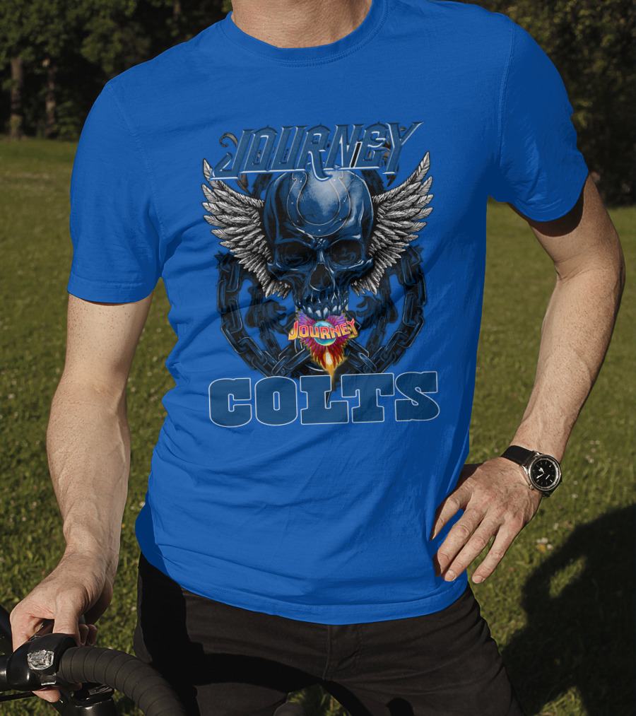 Journey Indianapolis Colts Skull Wings Chains T-Shirt