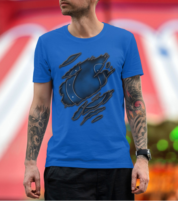 Premium T-Shirt: Torn Indianapolis Colts Ripped Football Team T-Shirt Torn Indianapolis Colts Ripped Football Team T-Shirt