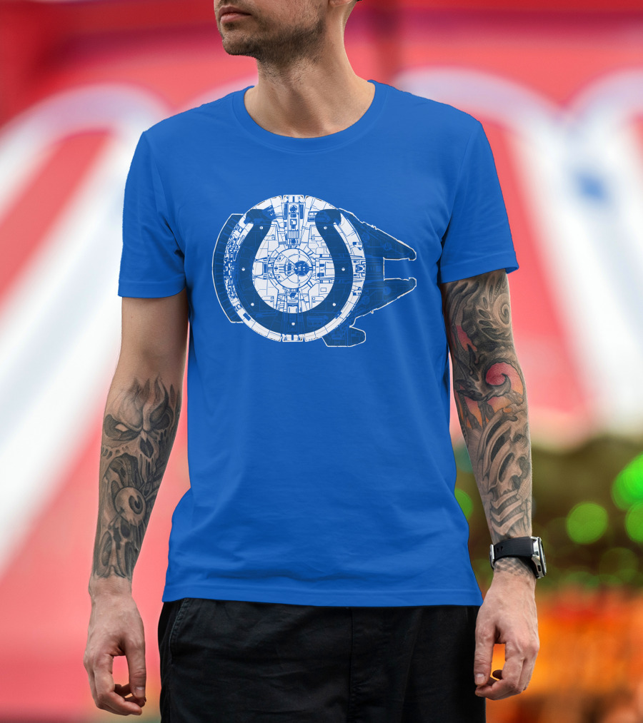 Indianapolis Colts 55 Millennium Falcon Blueprint T-Shirt