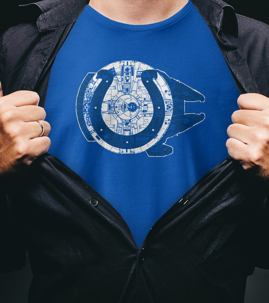 Indianapolis Colts 55 Millennium Falcon Blueprint T-Shirt