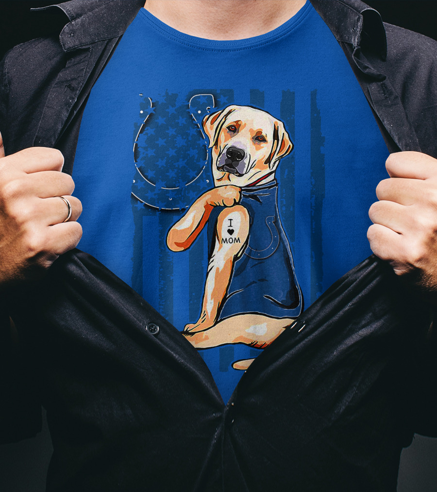 Labrador Retriever I Love Mom Indianapolis Colts T-Shirt