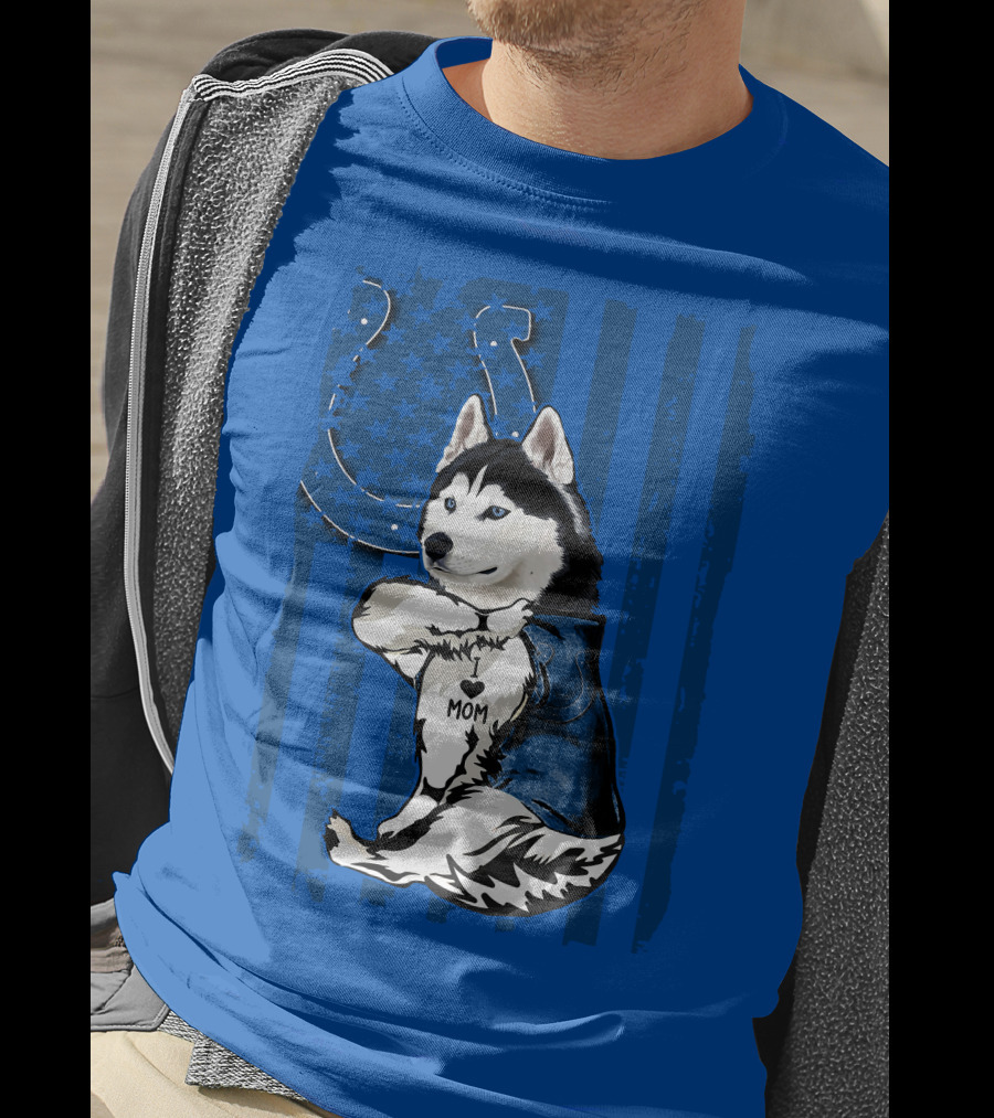Siberian Husky Mom Indianapolis Colts Blue Iconic Fan Loyalty T-Shirt