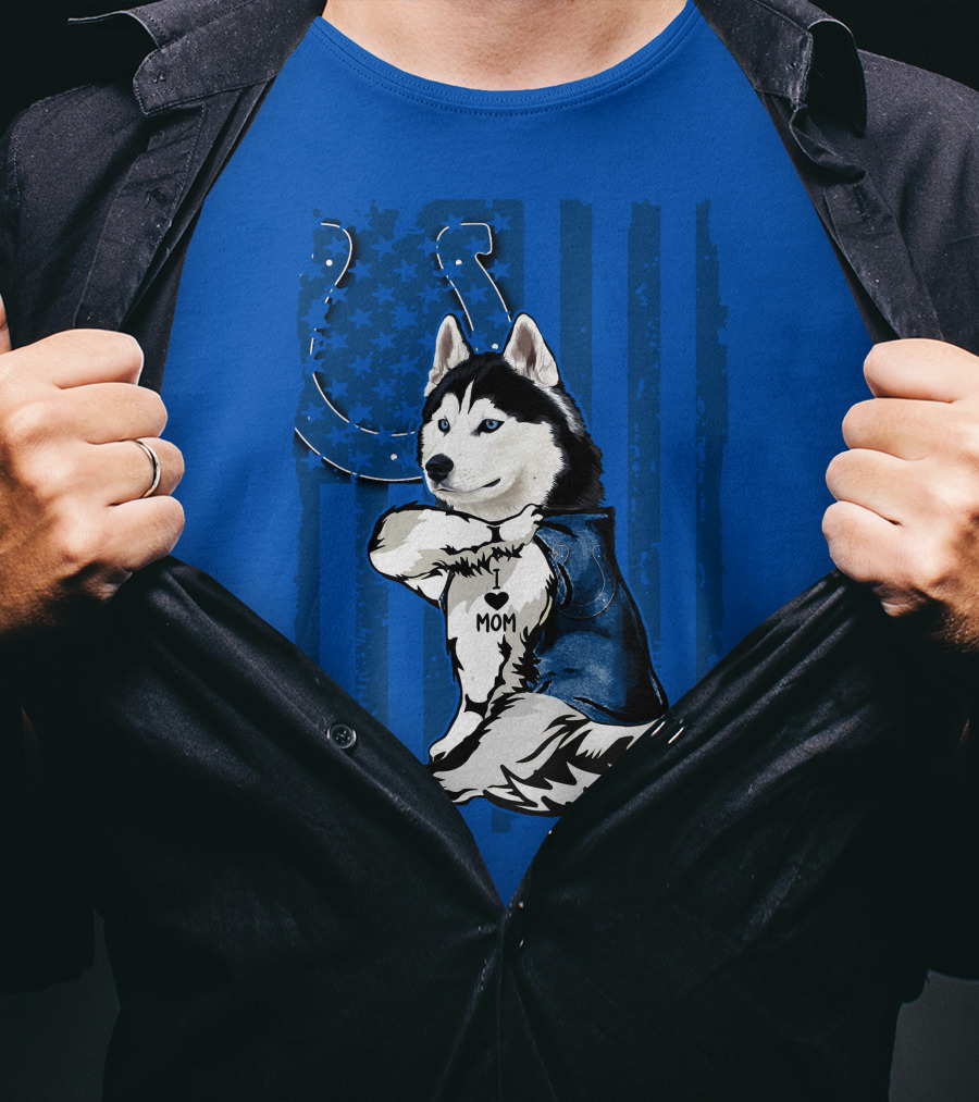 Siberian Husky Mom Indianapolis Colts Blue Iconic Fan Loyalty T-Shirt