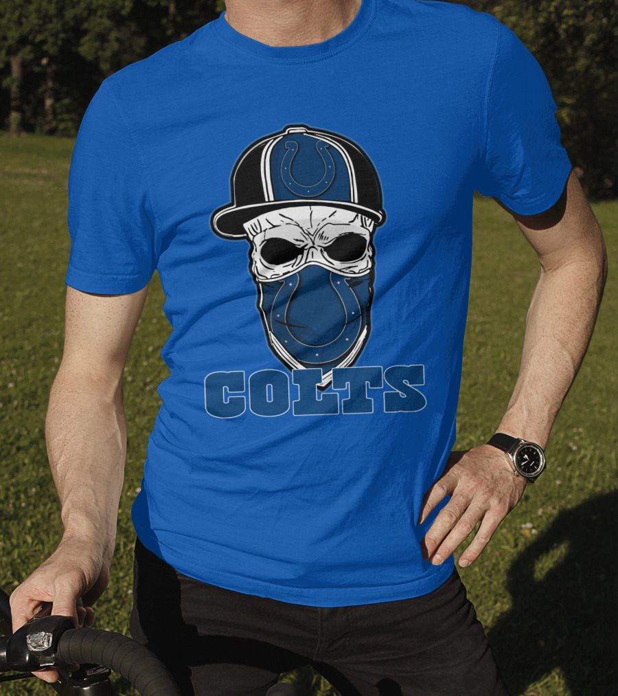 Skull Cap Colts Logo Indianapolis Colts T-Shirt