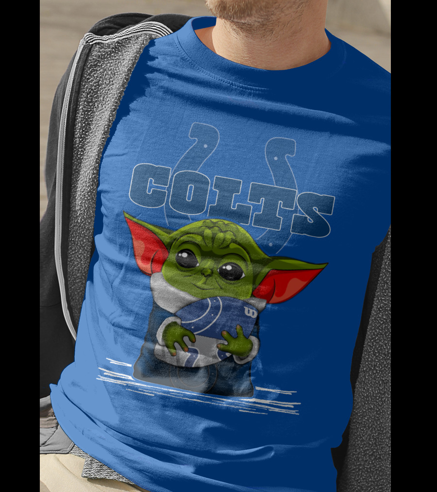 Yoda Holding Football With Indianapolis Colts T-Shirt