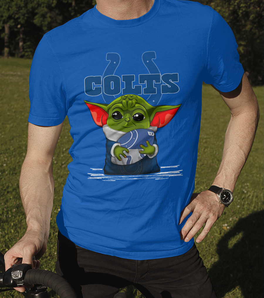 Yoda Holding Football With Indianapolis Colts T-Shirt