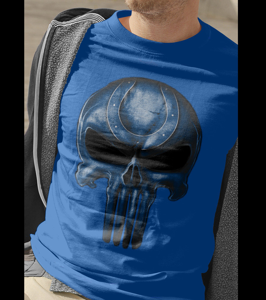 Skull Indianapolis Colts Blue Horseshoe T-Shirt