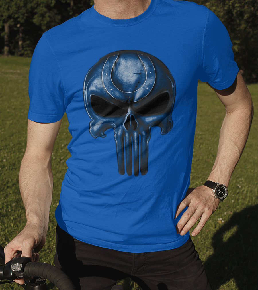 Skull Indianapolis Colts Blue Horseshoe T-Shirt