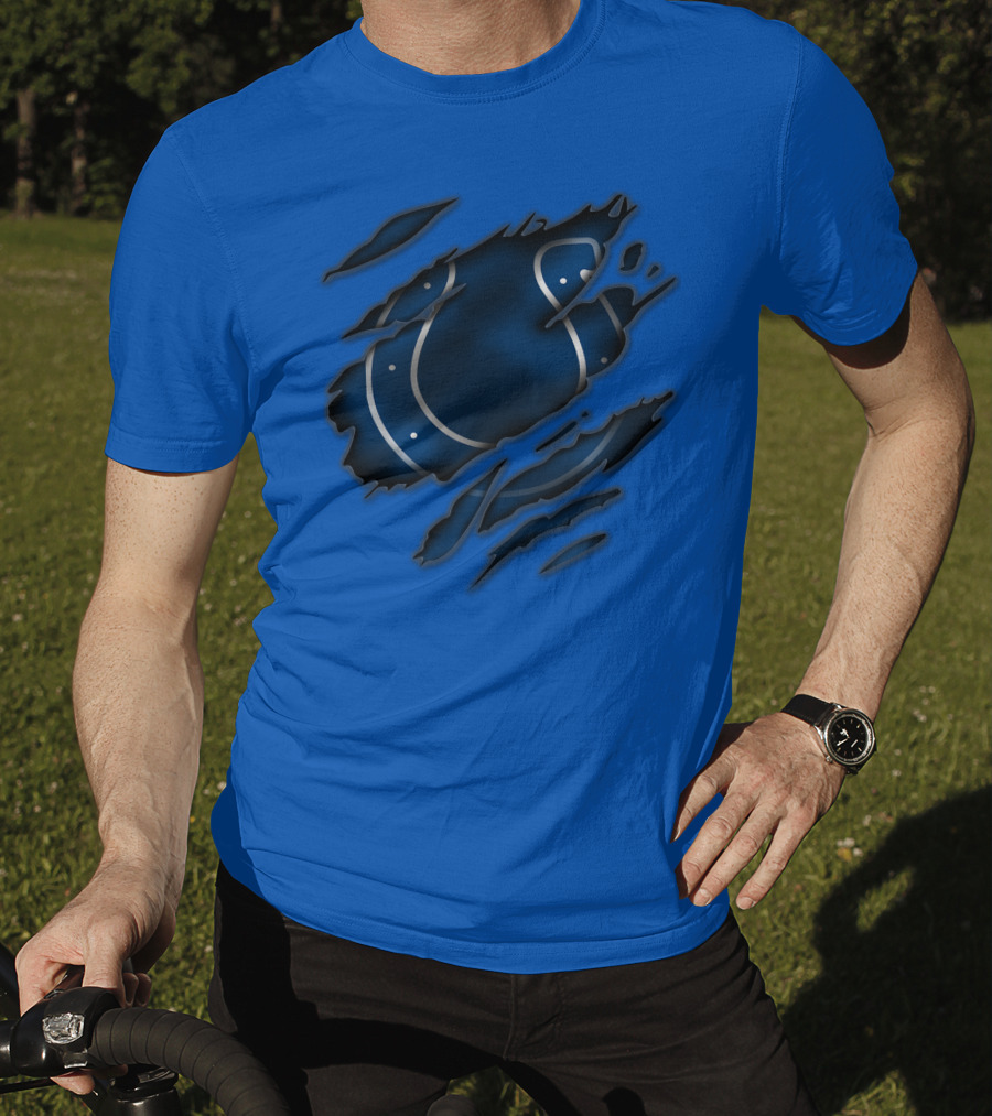 Indianapolis Colts Blue Horseshoe Logo Tear T-Shirt