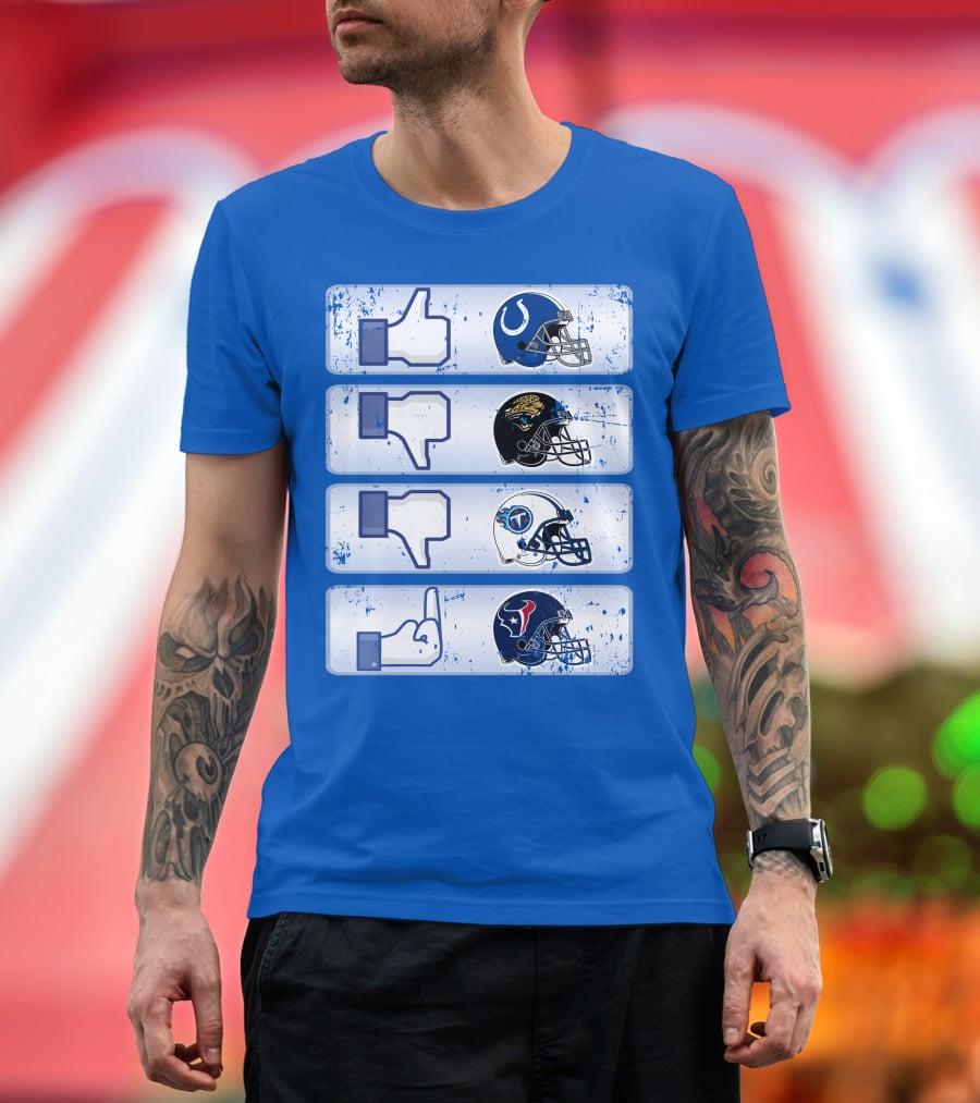 Indianapolis Colts Helmet Thumbs Up Rival Nfl Teams Jaguars Titans Texans T-Shirt