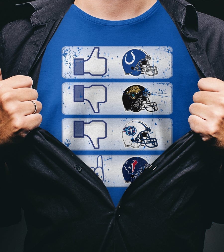 Indianapolis Colts Helmet Thumbs Up Rival Nfl Teams Jaguars Titans Texans T-Shirt