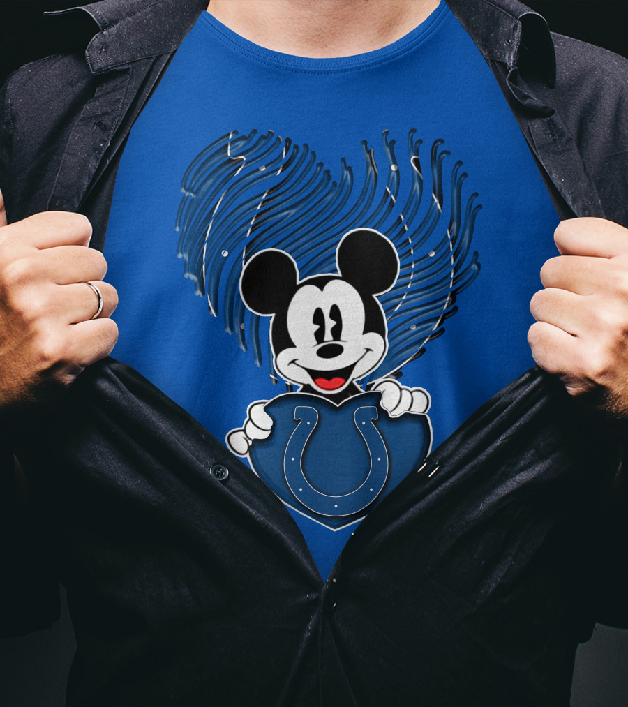 Mick Mickey Heart Indianapolis Colts Iconic Blue Fan T-Shirt