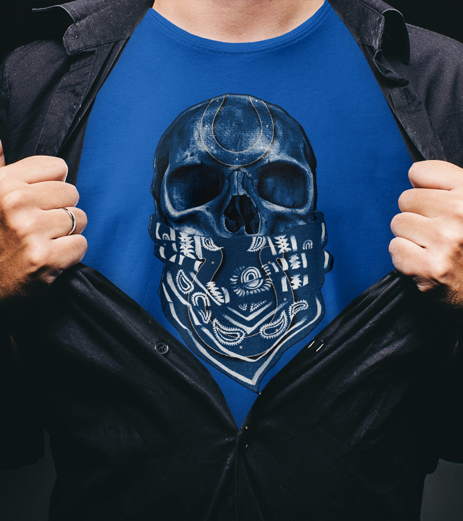 Indianapolis Colts Bandana Skull T-Shirt