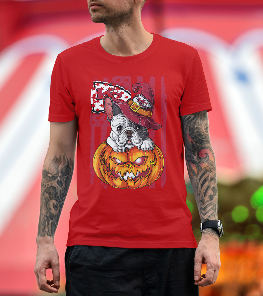 Hlw Bulldog Halloween Kansas City Chiefs Pumpkin T-Shirt