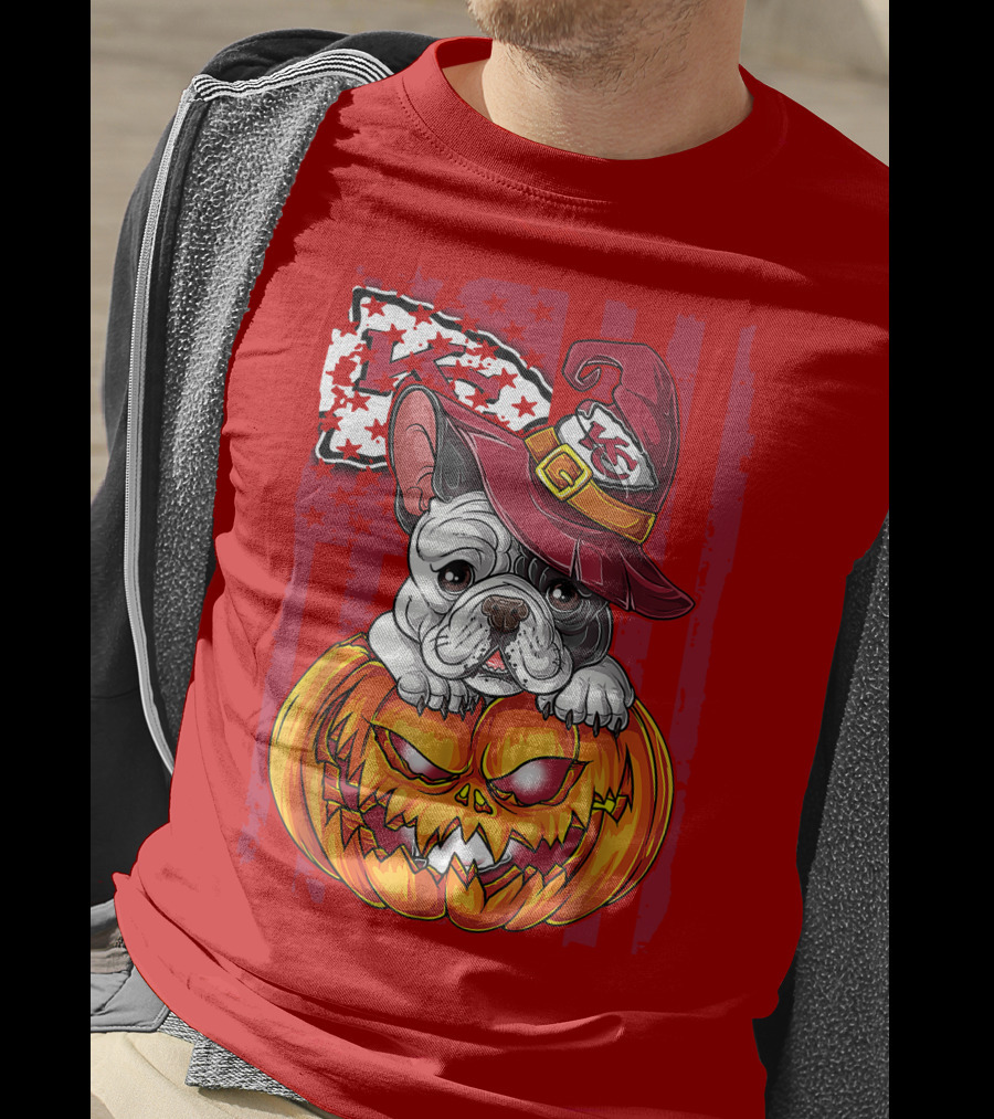 Hlw Bulldog Halloween Kansas City Chiefs Pumpkin T-Shirt