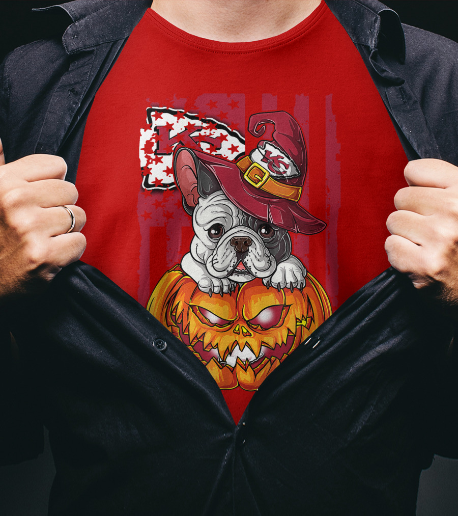 Hlw Bulldog Halloween Kansas City Chiefs Pumpkin T-Shirt