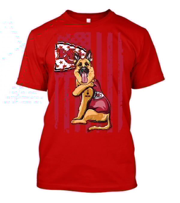 Kansas City Chiefs German Shepherd I Love Mom T-Shirt