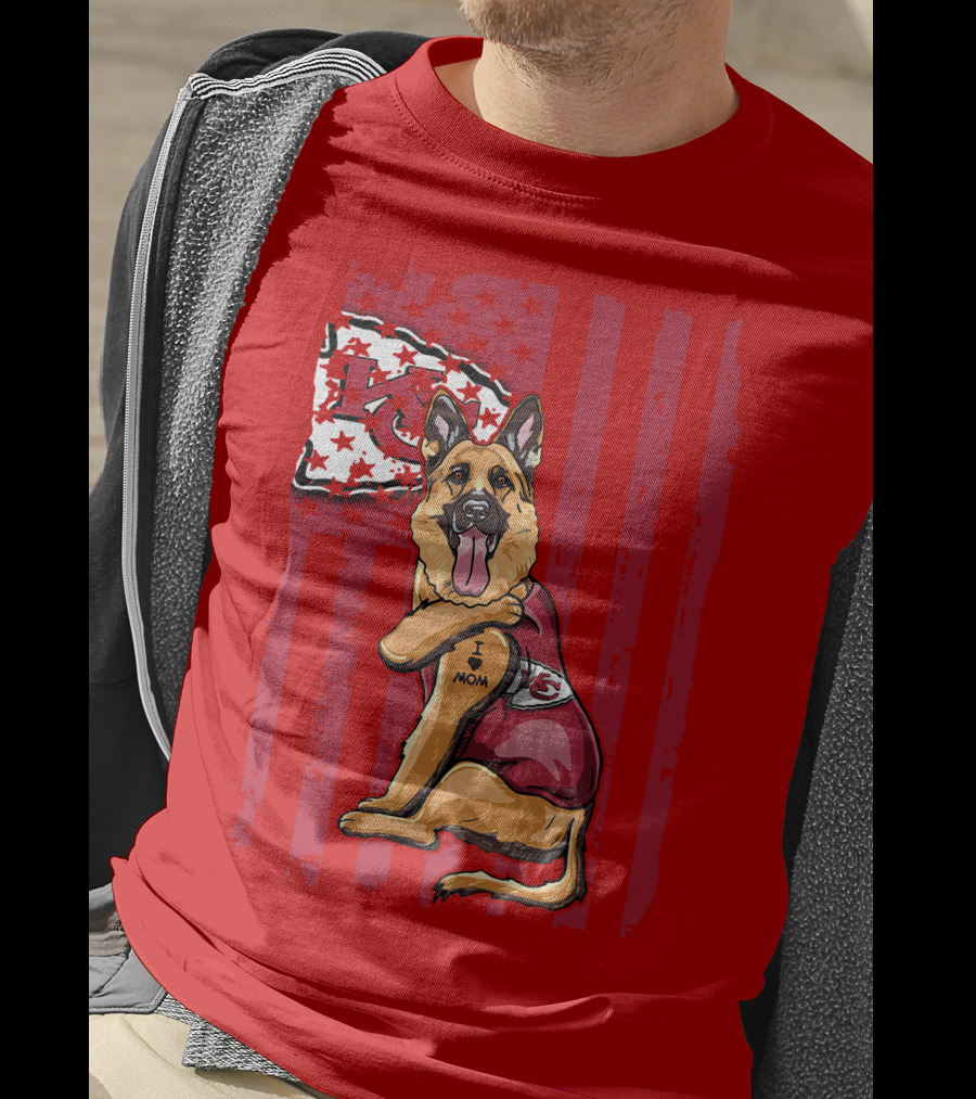 Kansas City Chiefs German Shepherd I Love Mom T-Shirt