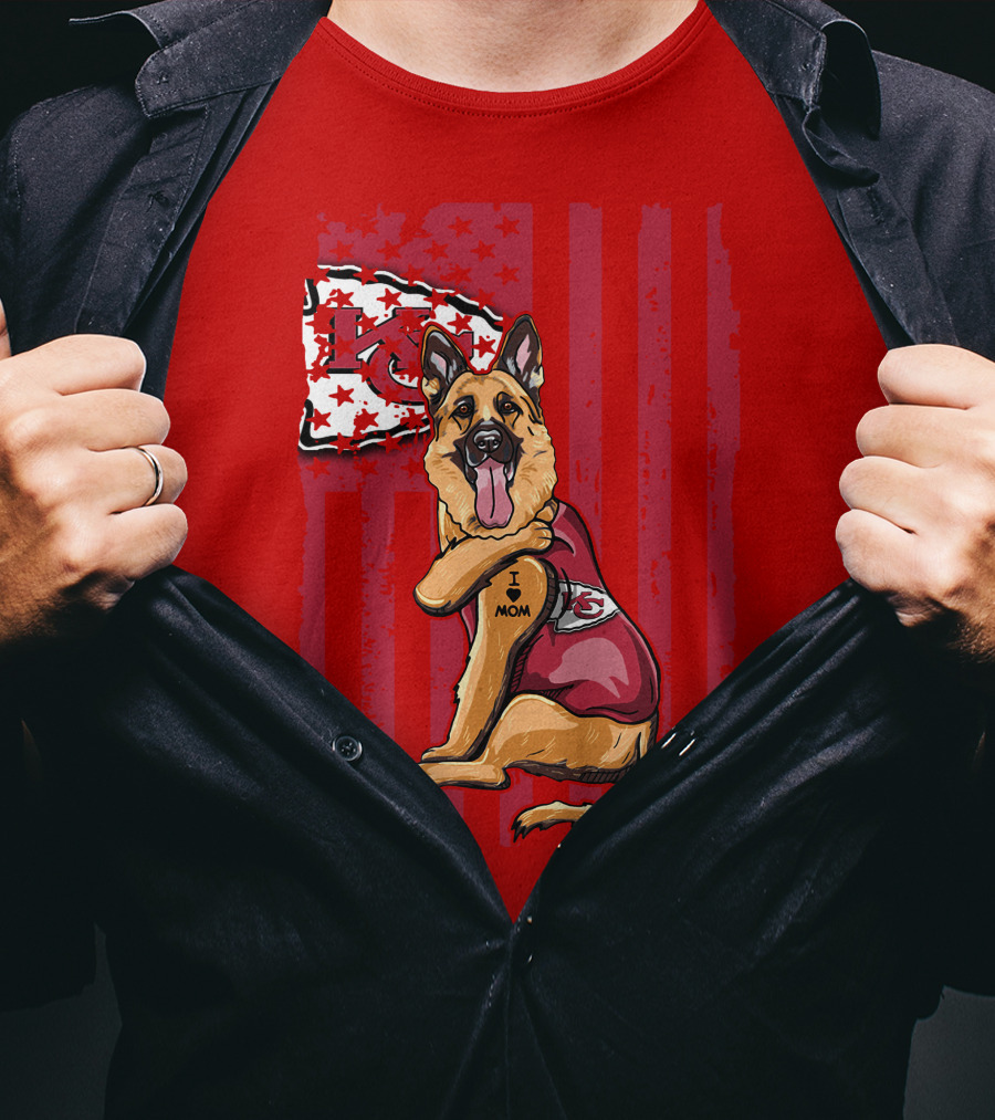 Kansas City Chiefs German Shepherd I Love Mom T-Shirt