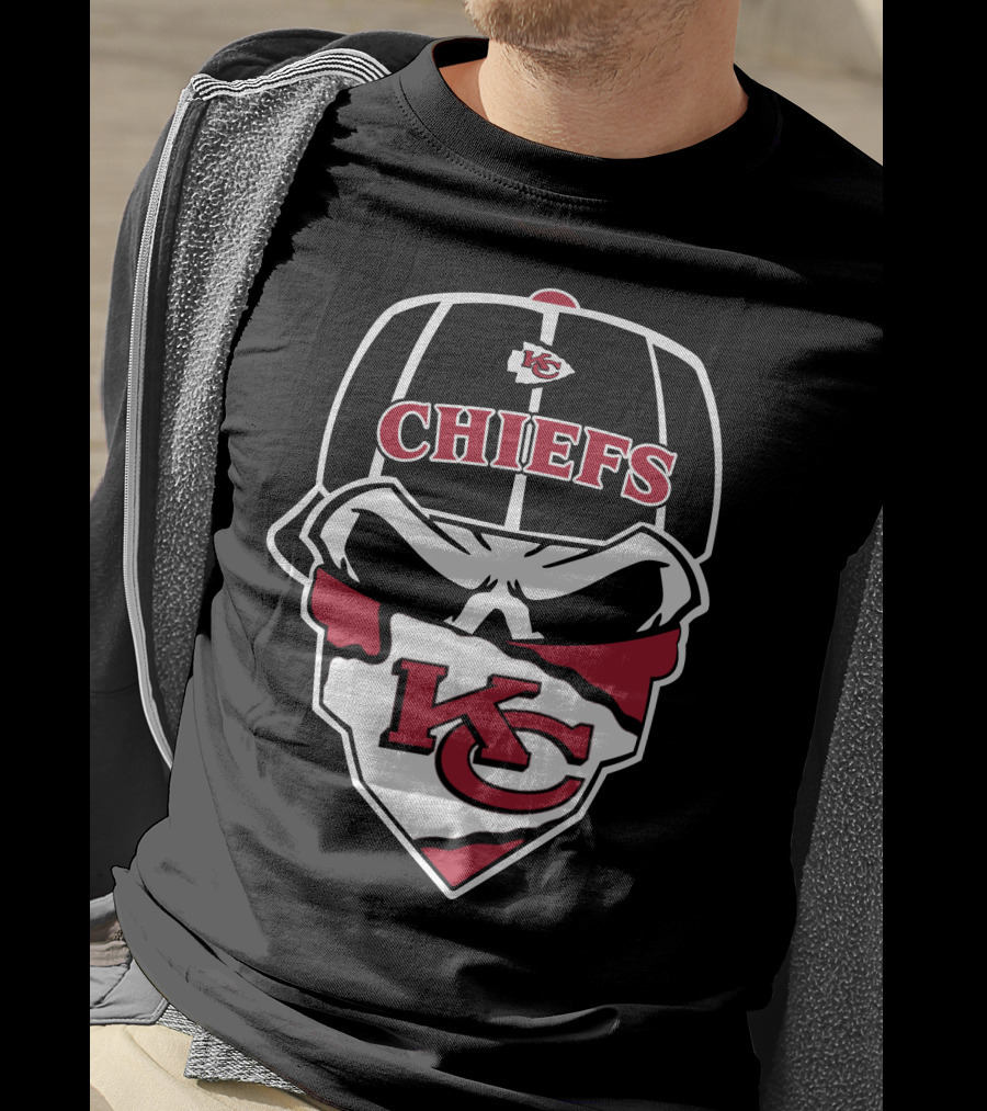 Kansas City Chiefs Kc Logo Skull Cap Bandana T-Shirt